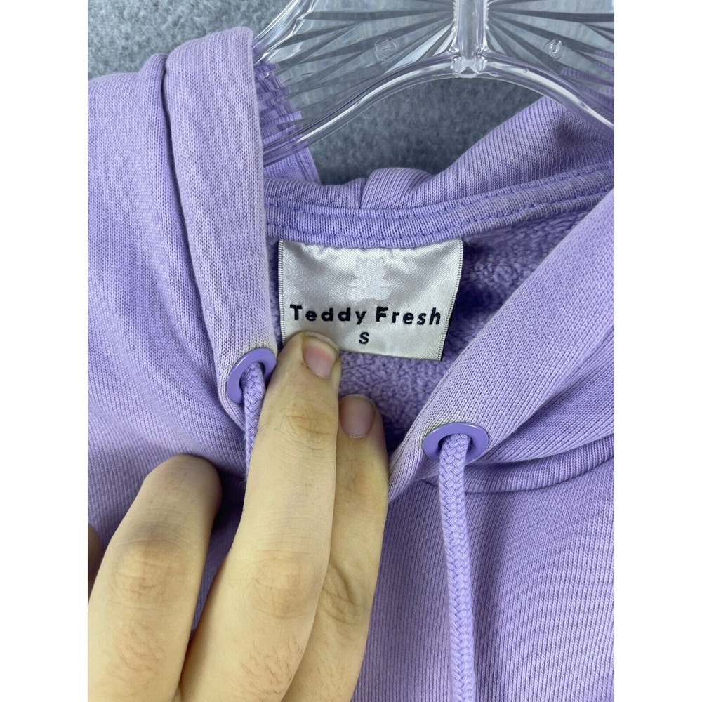 VTG Teddy Fresh Hoodie Size S Purple Pink Long Sleeve Pullover Color Block - Picture 5 of 9